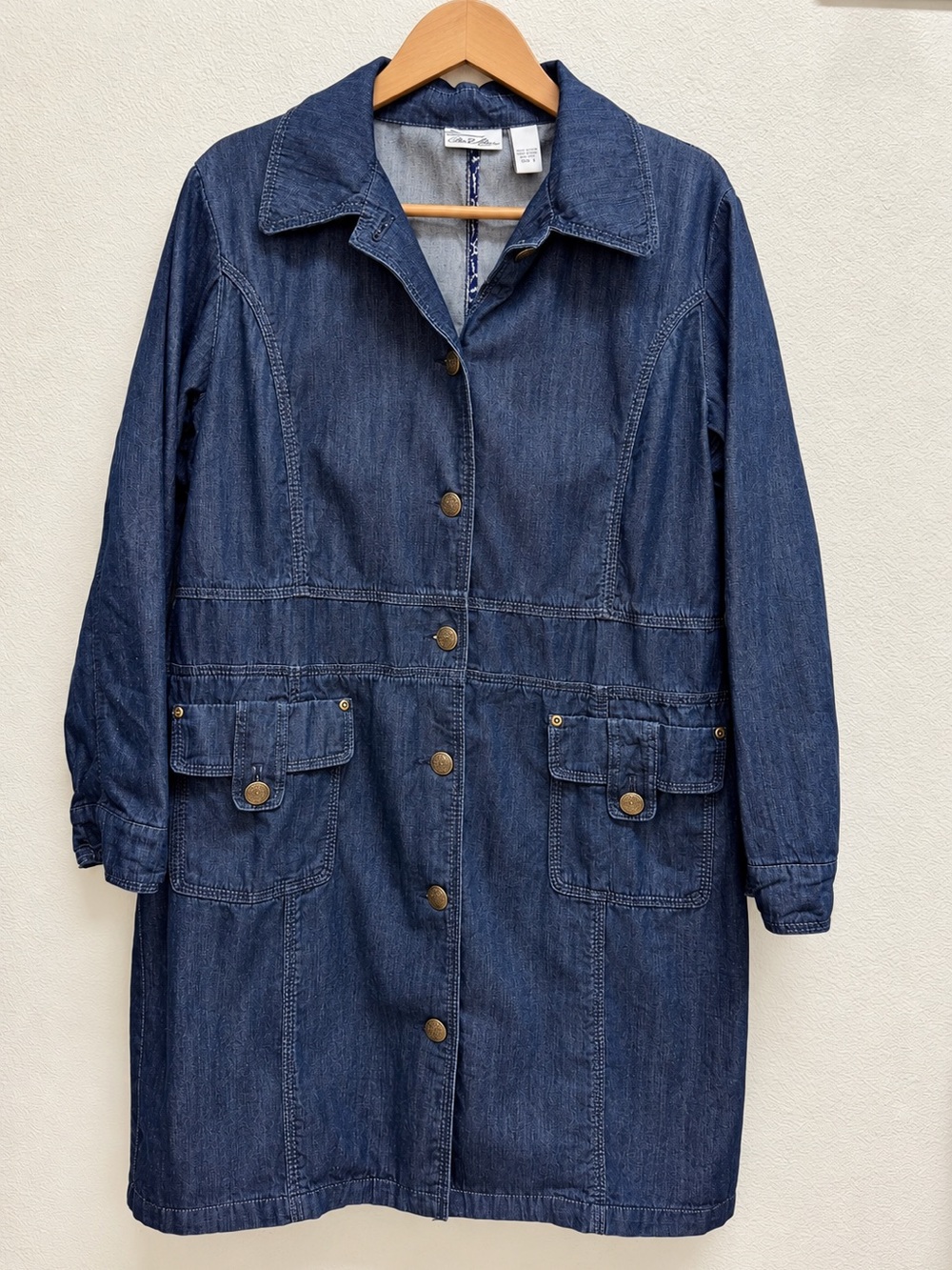 Chico’s Platinum Denim Duster Coat Dress Size 3 XL 16 Dark Wash Longline